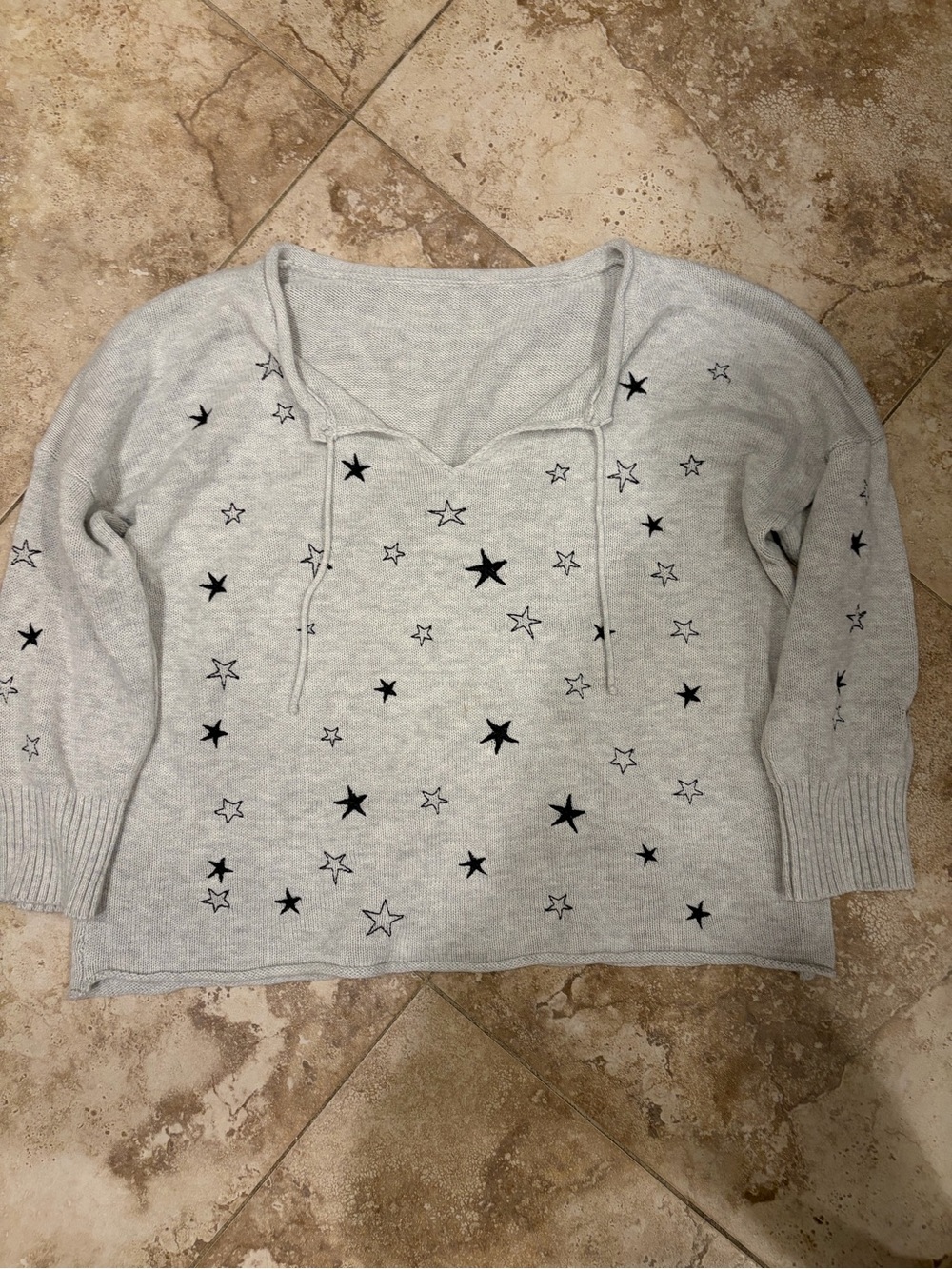 Light Gray Star-Print Women's Sweater - Brand Unspecified